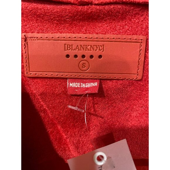 NWT Blanknyc Red Faux Suede Draped Moto Jacket Women’s S Asymmetrical Zipper Sty - Picture 3 of 10
